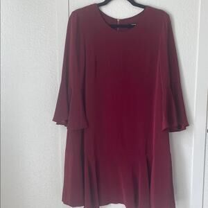 Slate & Willow Burgundy Bell Sleeve Shift Dress Size 6 Wine Red Flowy